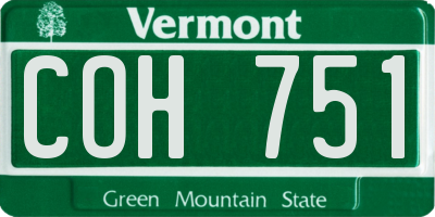 VT license plate COH751