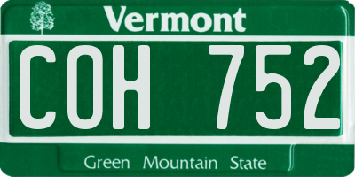 VT license plate COH752