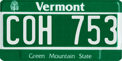 VT license plate COH753