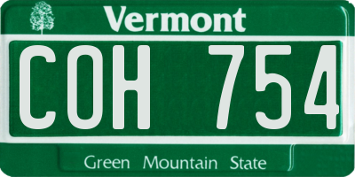 VT license plate COH754