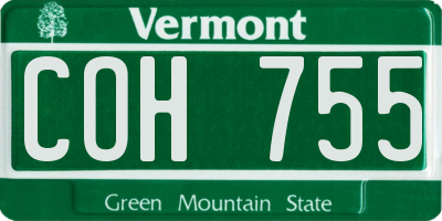 VT license plate COH755