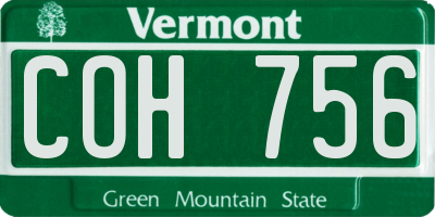 VT license plate COH756