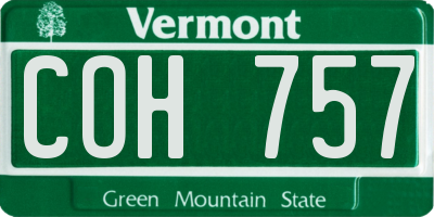 VT license plate COH757