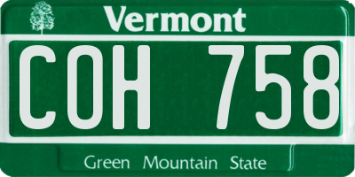 VT license plate COH758