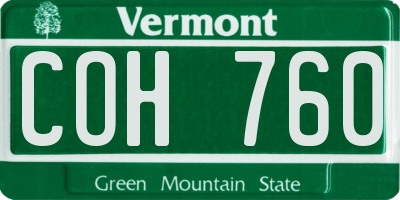 VT license plate COH760
