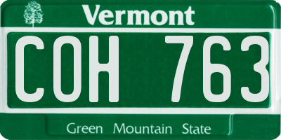 VT license plate COH763