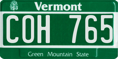 VT license plate COH765