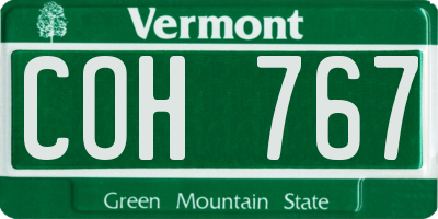 VT license plate COH767