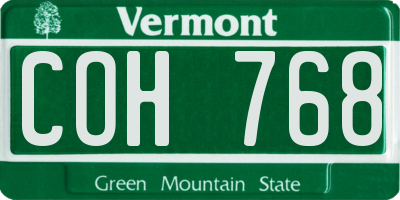 VT license plate COH768