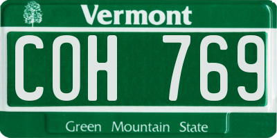 VT license plate COH769