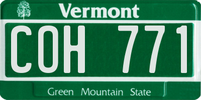 VT license plate COH771