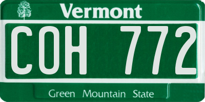 VT license plate COH772