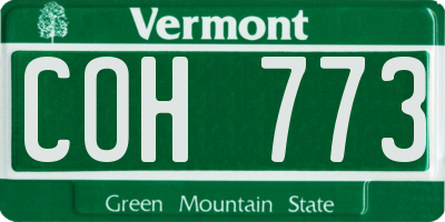 VT license plate COH773