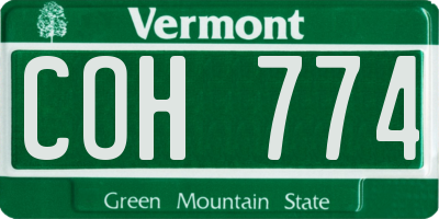 VT license plate COH774