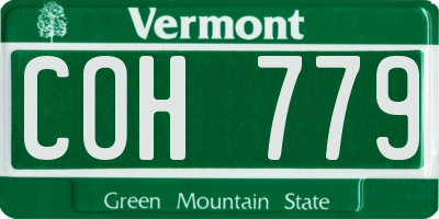 VT license plate COH779