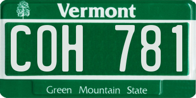 VT license plate COH781