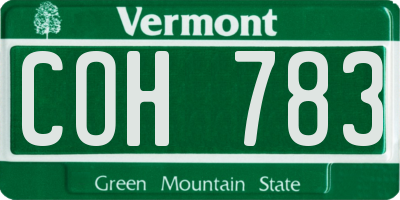 VT license plate COH783