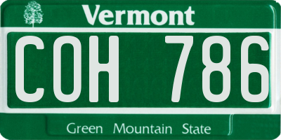 VT license plate COH786