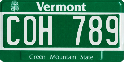 VT license plate COH789