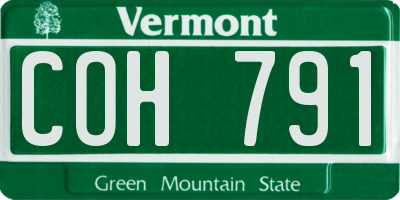 VT license plate COH791