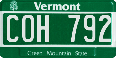 VT license plate COH792