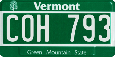 VT license plate COH793
