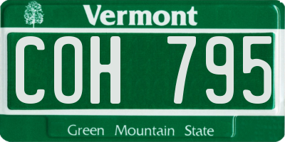 VT license plate COH795