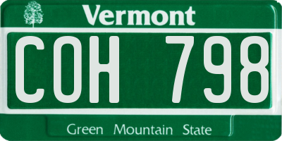 VT license plate COH798