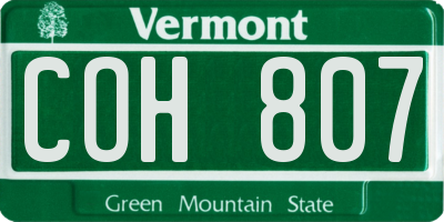 VT license plate COH807