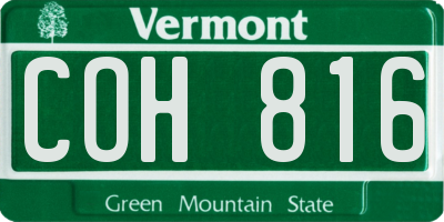 VT license plate COH816