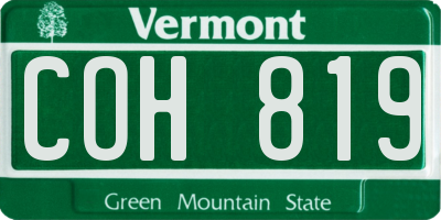 VT license plate COH819