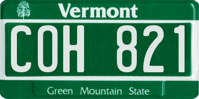 VT license plate COH821