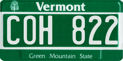 VT license plate COH822
