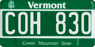 VT license plate COH830