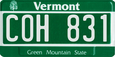 VT license plate COH831