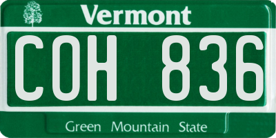 VT license plate COH836