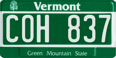VT license plate COH837
