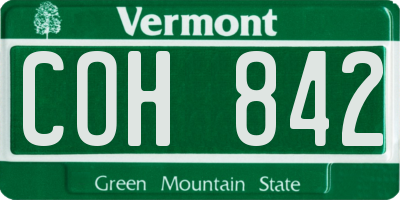 VT license plate COH842