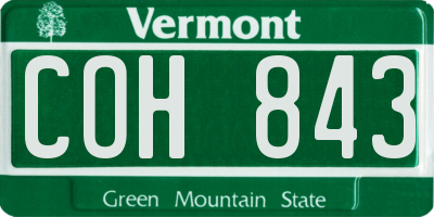VT license plate COH843