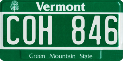 VT license plate COH846