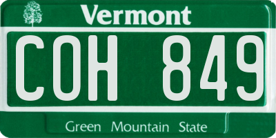 VT license plate COH849
