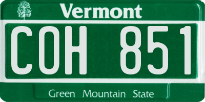 VT license plate COH851