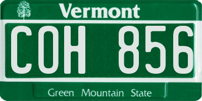 VT license plate COH856