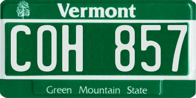 VT license plate COH857
