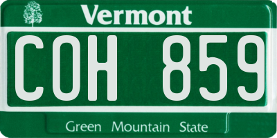 VT license plate COH859