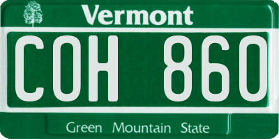 VT license plate COH860