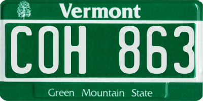 VT license plate COH863