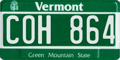 VT license plate COH864