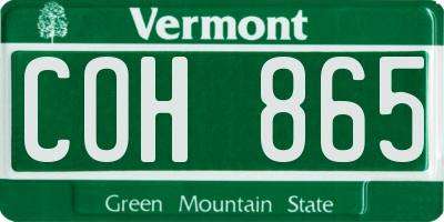 VT license plate COH865