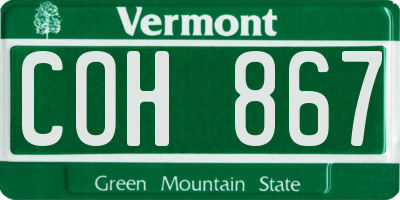 VT license plate COH867